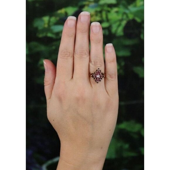 14k Yellow Gold Natural Diamond, Ruby, Blue Sapphire Ring Size 5 1/2 - Picture 2 of 8